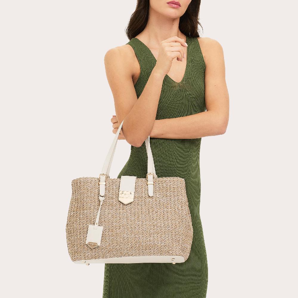Carvela MARIA MIDI TOTE Natural Woven Raffia Tote Bag By CARVELA