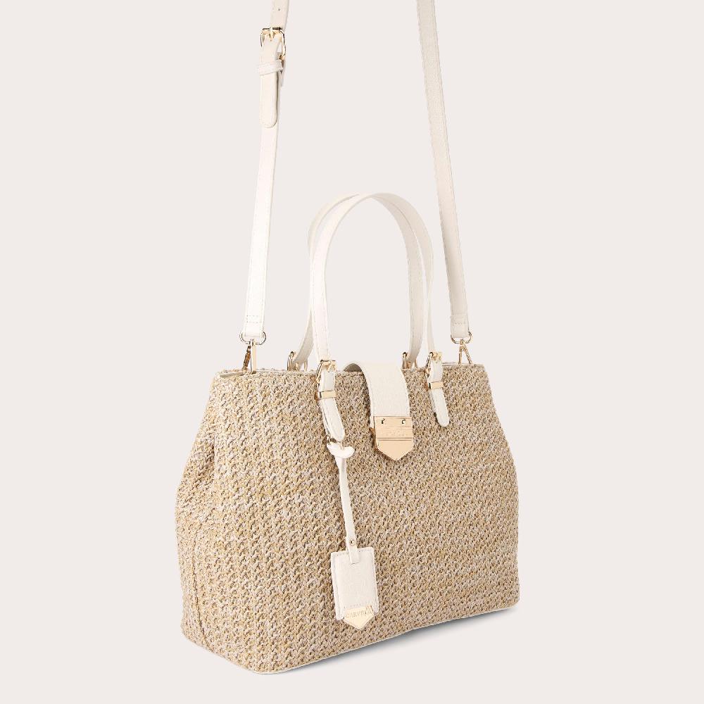 Carvela MARIA MIDI TOTE Natural Woven Raffia Tote Bag By CARVELA