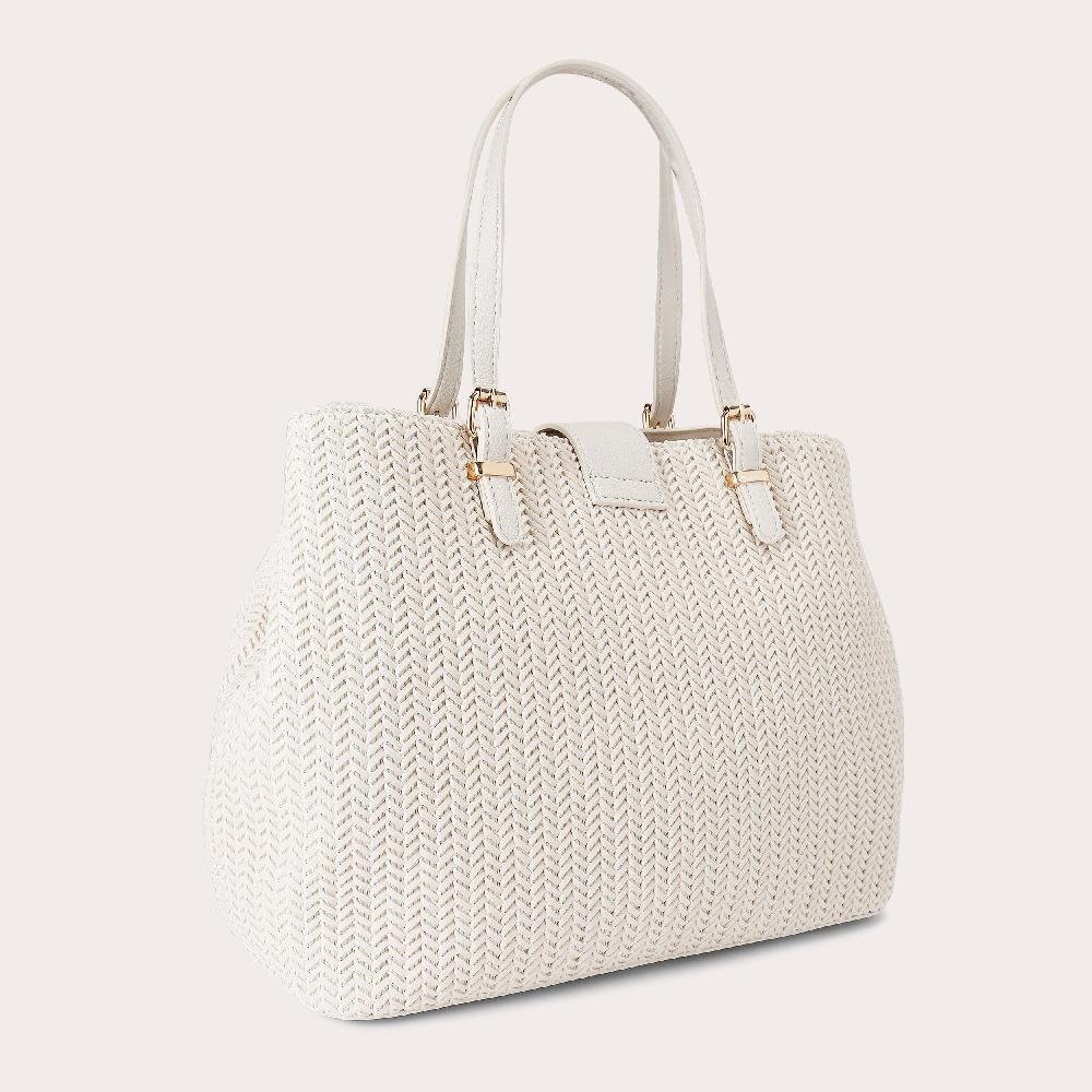 Carvela MARIA MIDI WEAVE Woven Bone Tote Bag By CARVELA