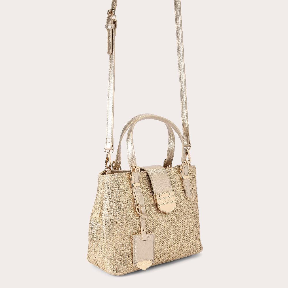 Carvela MARIA MINI TOTE Metallic Gold Woven Tote Bag By CARVELA
