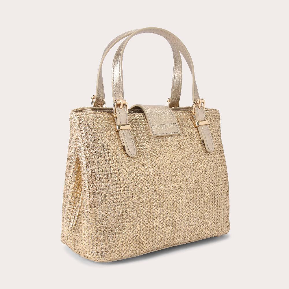 Carvela MARIA MINI TOTE Metallic Gold Woven Tote Bag By CARVELA