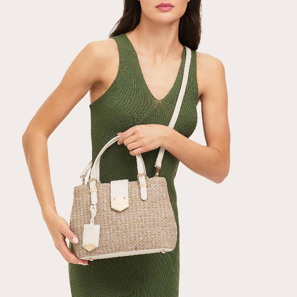 Carvela MARIA MINI TOTE Natural Woven Raffia Tote Bag By CARVELA