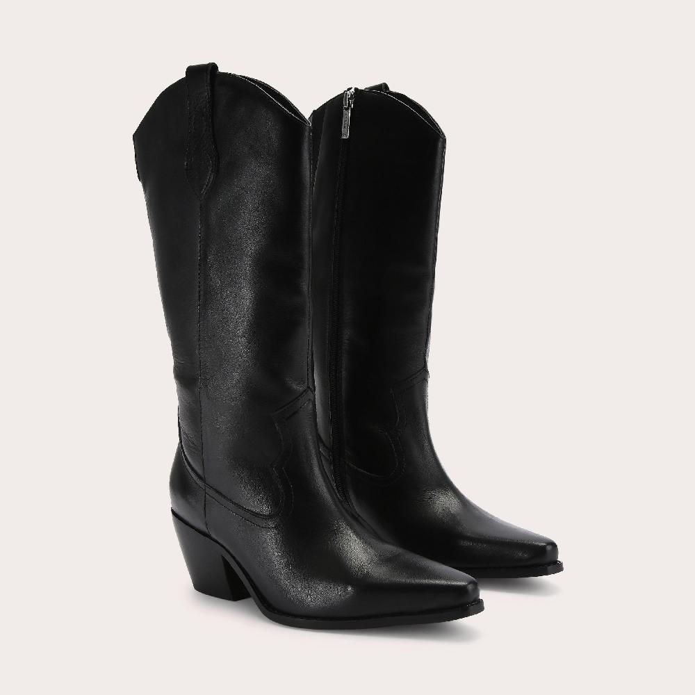 Carvela MAVEN HIGH LEG Black Leather Western Boot By CARVELA