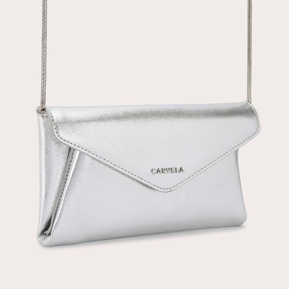 Carvela MEGAN ENVELOPE CLUTCH Silver Envelope Clutch Bag By CARVELA