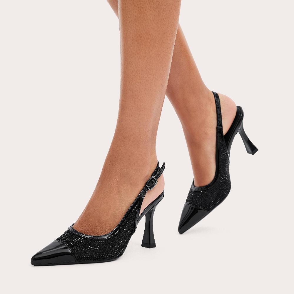 Carvela MIDNIGHT SLING Black Fabric Heel By CARVELA
