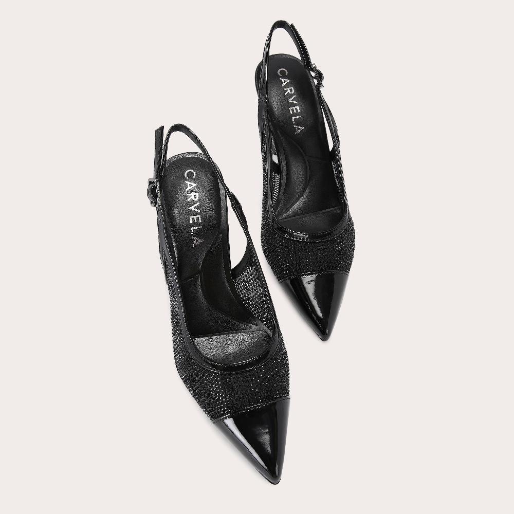 Carvela MIDNIGHT SLING Black Fabric Heel By CARVELA