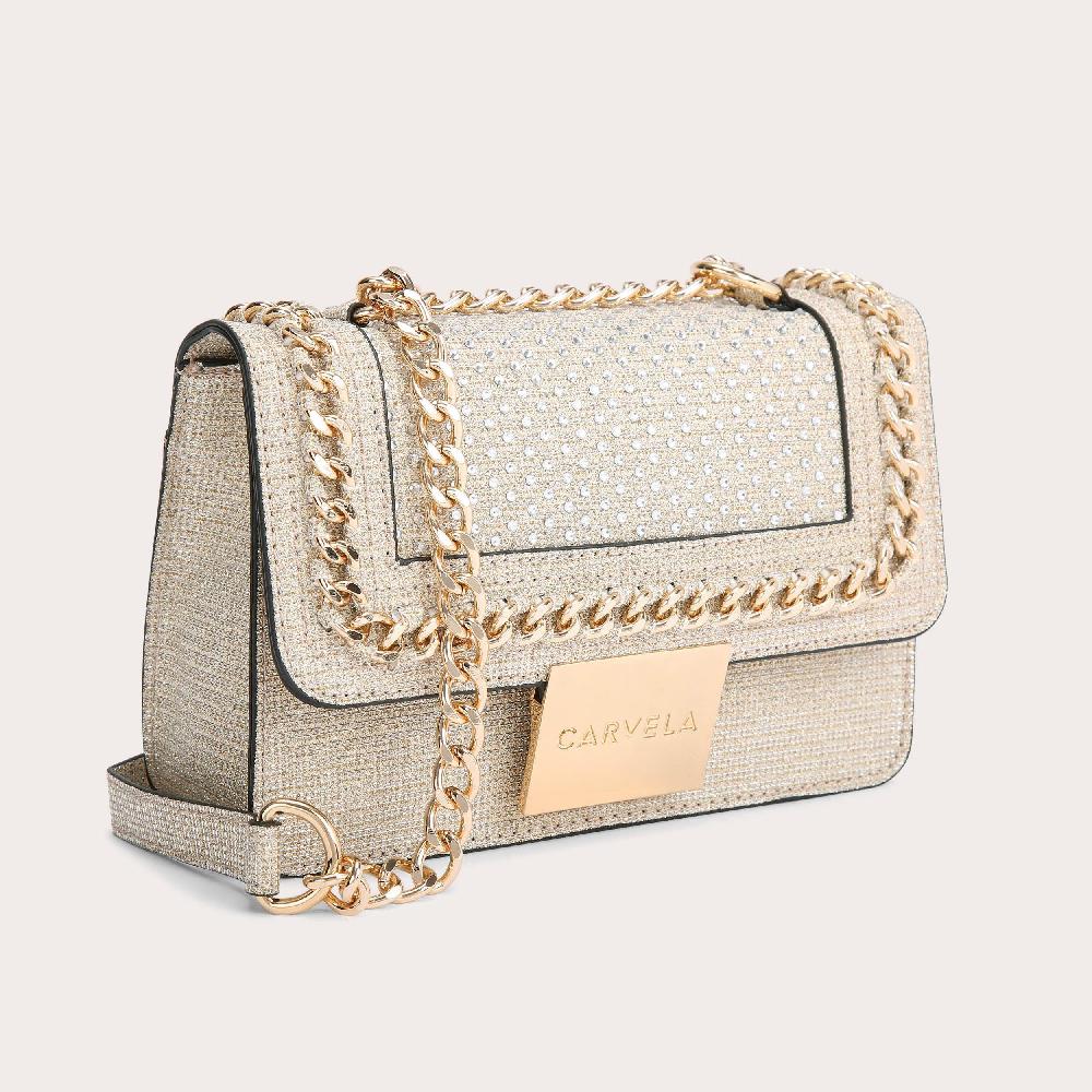 Carvela MINI BAILEY X BODY Gold Embellished Cross Body Bag By CARVELA