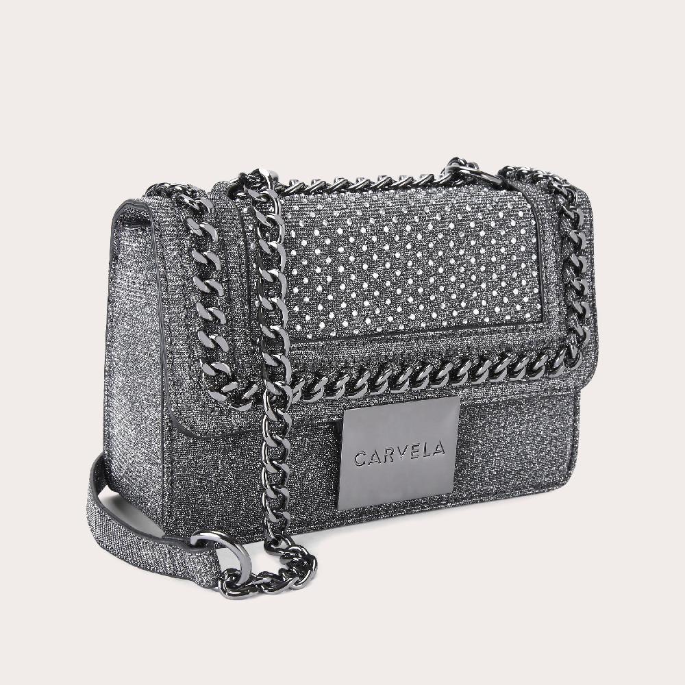 Carvela MINI BAILEY X BODY Grey Studded Cross Body Bag By CARVELA