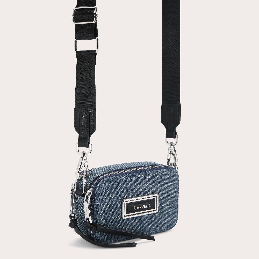 Carvela MINI ROMA RECTANGLE Denim Cross Body Bag By CARVELA