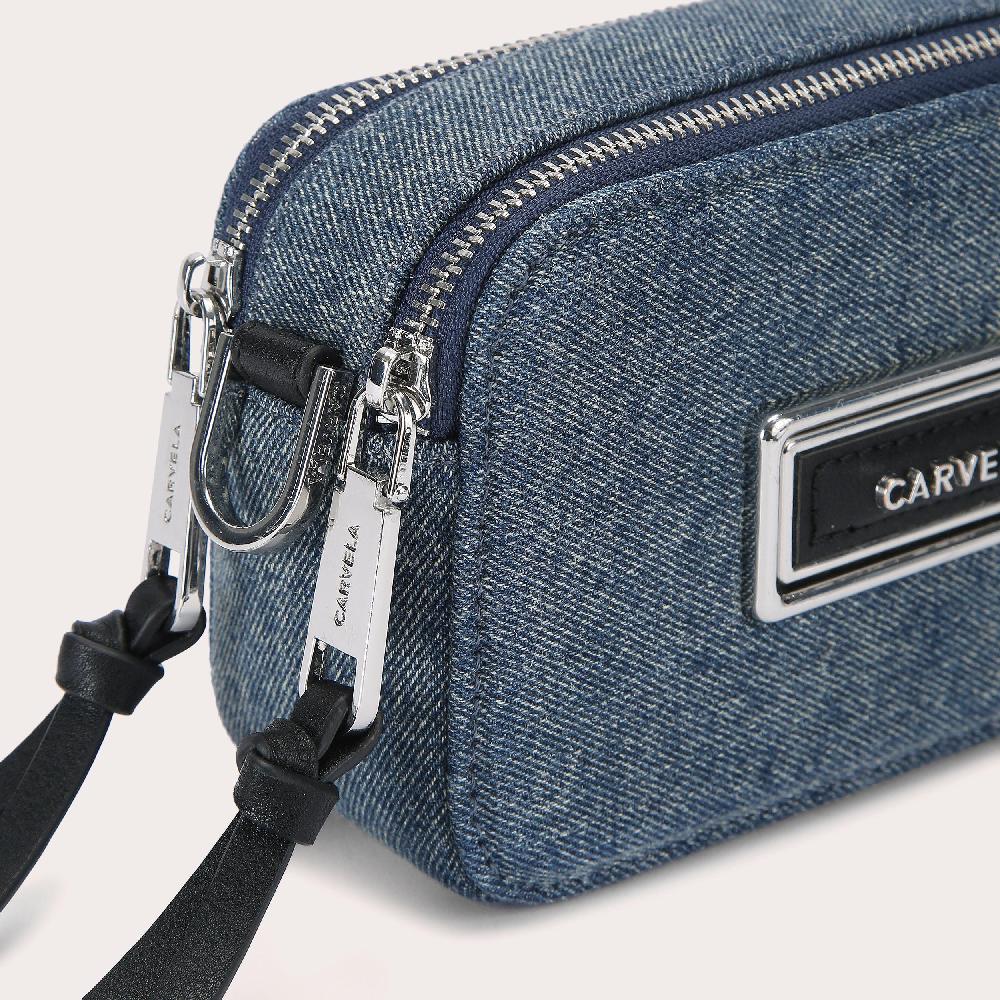Carvela MINI ROMA RECTANGLE Denim Cross Body Bag By CARVELA