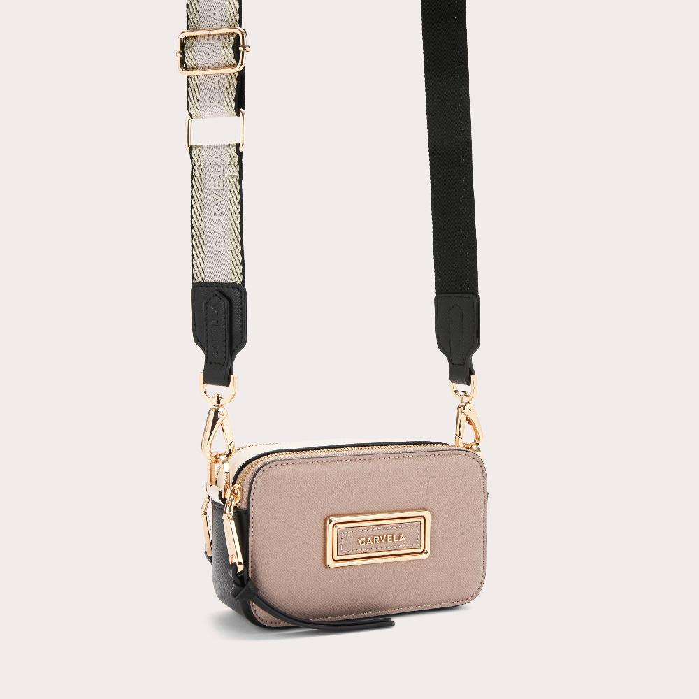Carvela MINI ROMA RECTANGLE Taupe Camera Bag By CARVELA