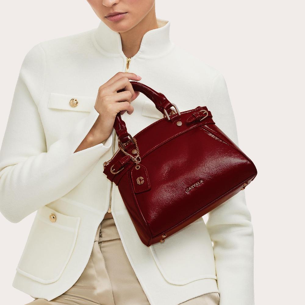 Carvela MINI VALENTINA TOTE Wine Patent Tote Bag By CARVELA