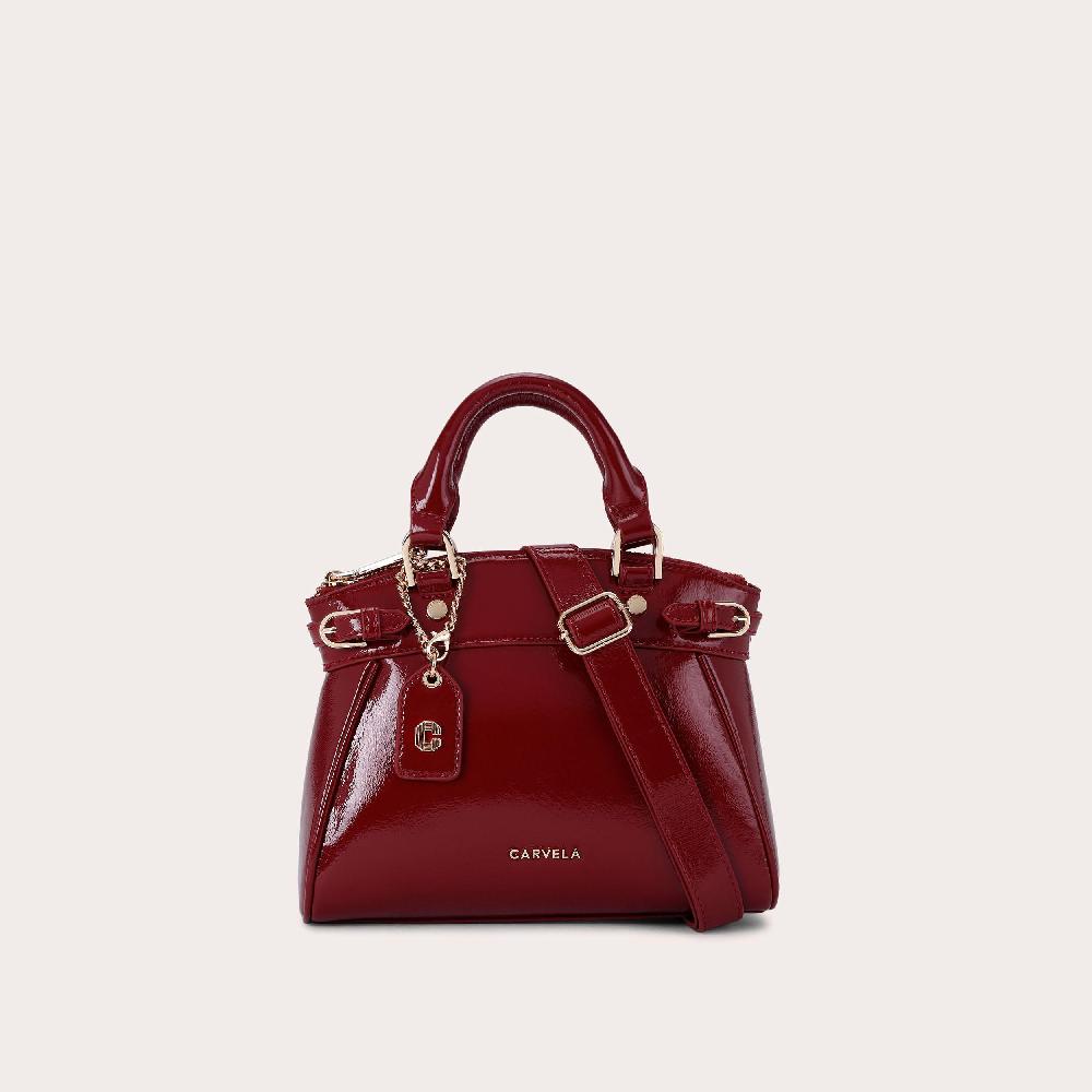 carvela MINI VALENTINA TOTE Wine Patent Tote Bag by CARVELA