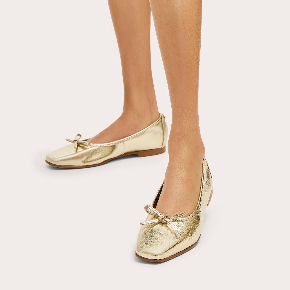 Carvela MYA BOW Gold Leather Ballet Flat By CARVELA COMFORT