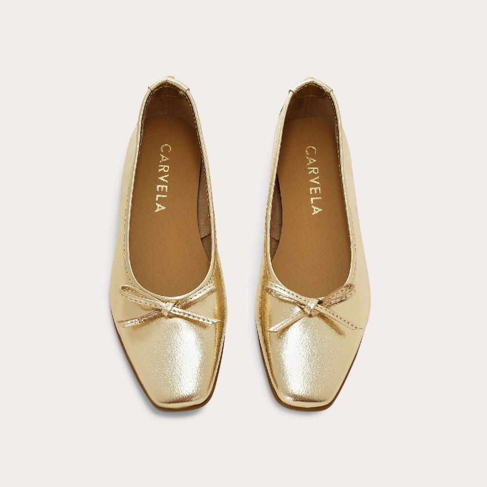 Carvela MYA BOW Gold Leather Ballet Flat By CARVELA COMFORT