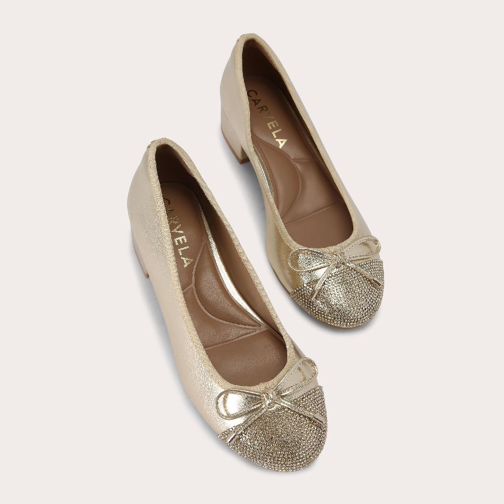 Carvela NOVA BALLET JEWEL Gold Heel Ballet Flats By CARVELA