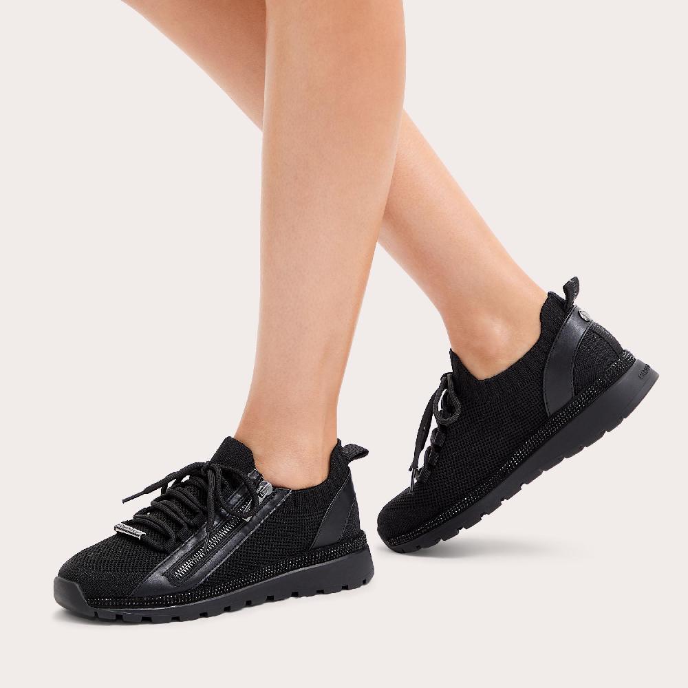 Carvela PACE ZIP KNIT Black Fabric Trainer By CARVELA