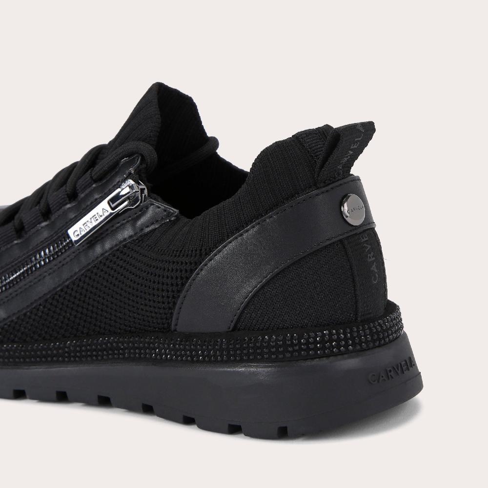 Carvela PACE ZIP KNIT Black Fabric Trainer By CARVELA