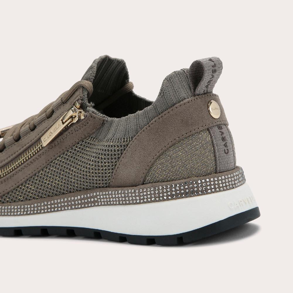 Carvela PACE ZIP KNIT Bronze Fabric Trainer By CARVELA