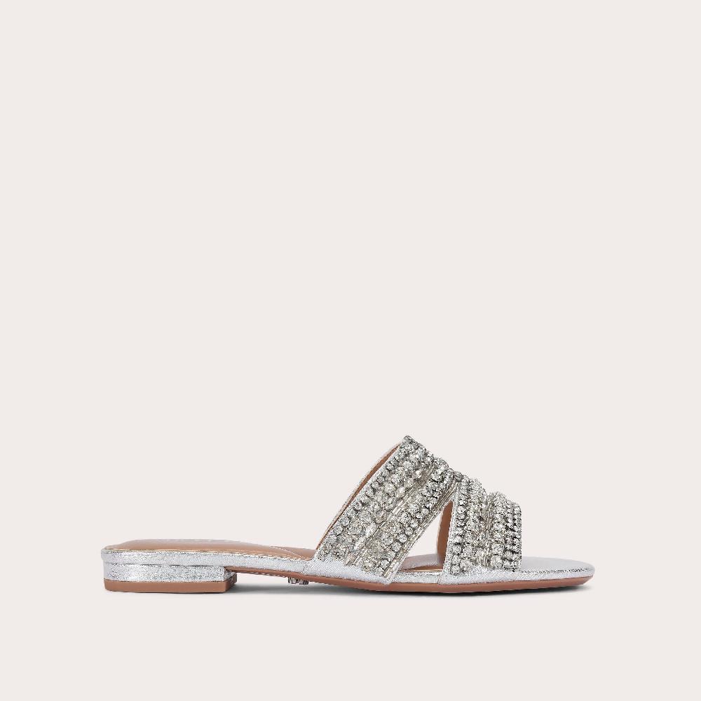 carvela PAGEANT MULE Silver Fabric Slip On Sandal by CARVELA