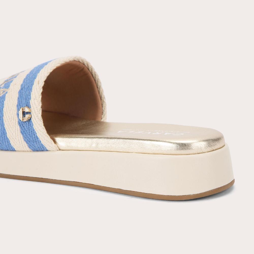 Carvela PALERMO STRIPE MULE Blue Stripe Slip On Sandal By CARVELA