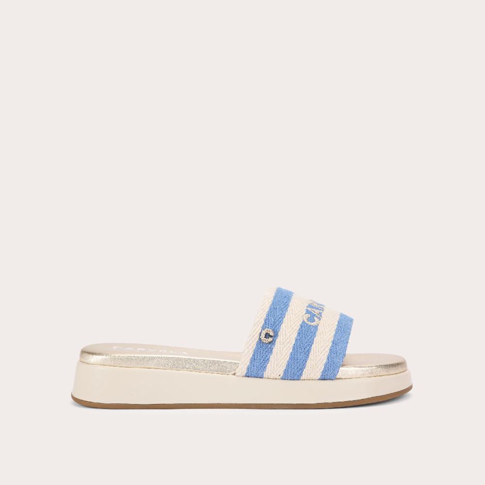 carvela PALERMO STRIPE MULE Blue Stripe Slip On Sandal by CARVELA