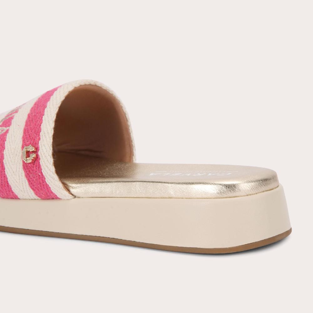 Carvela PALERMO STRIPE MULE Pink Bone Canvas Sandal By CARVELA