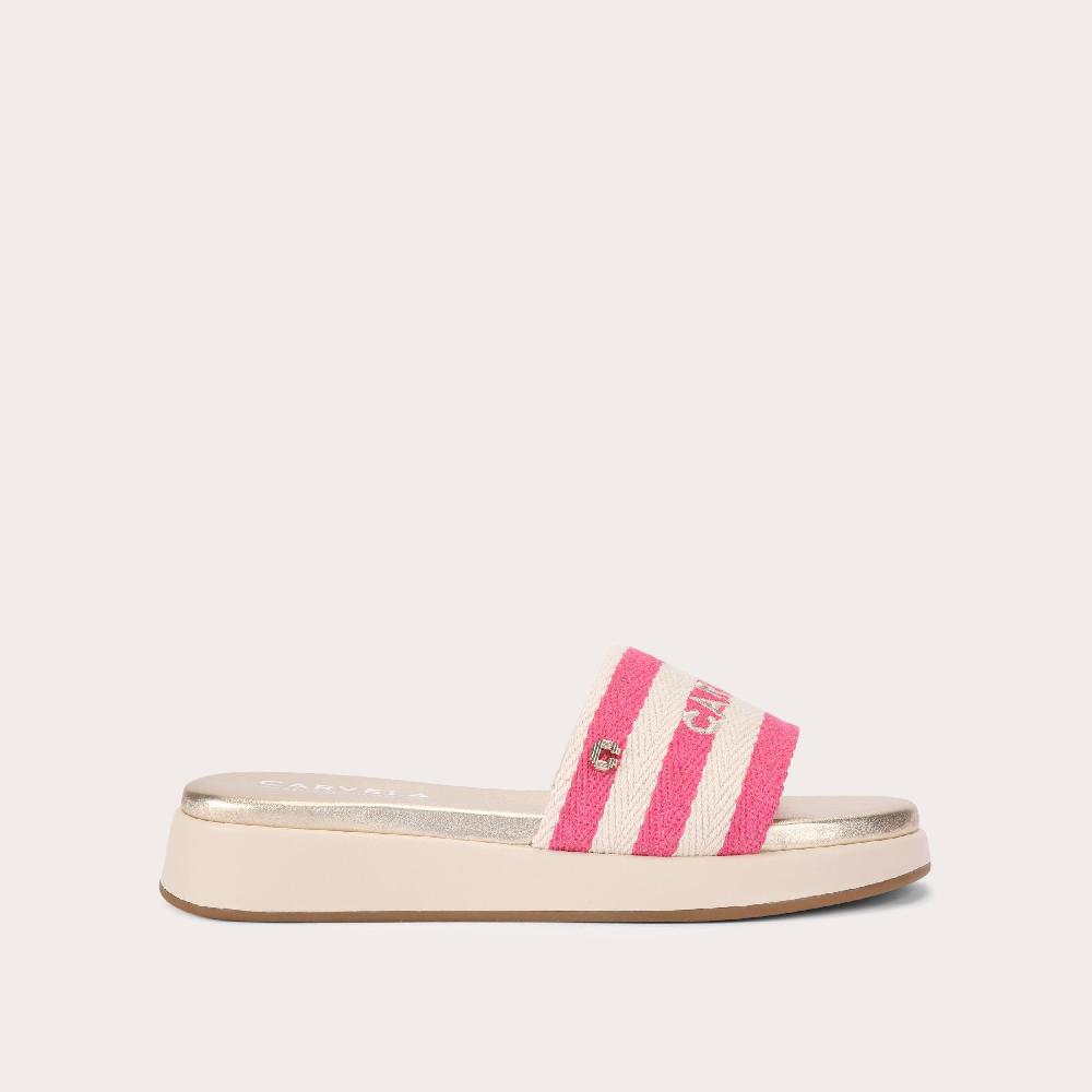 carvela PALERMO STRIPE MULE Pink Bone Canvas Sandal by CARVELA
