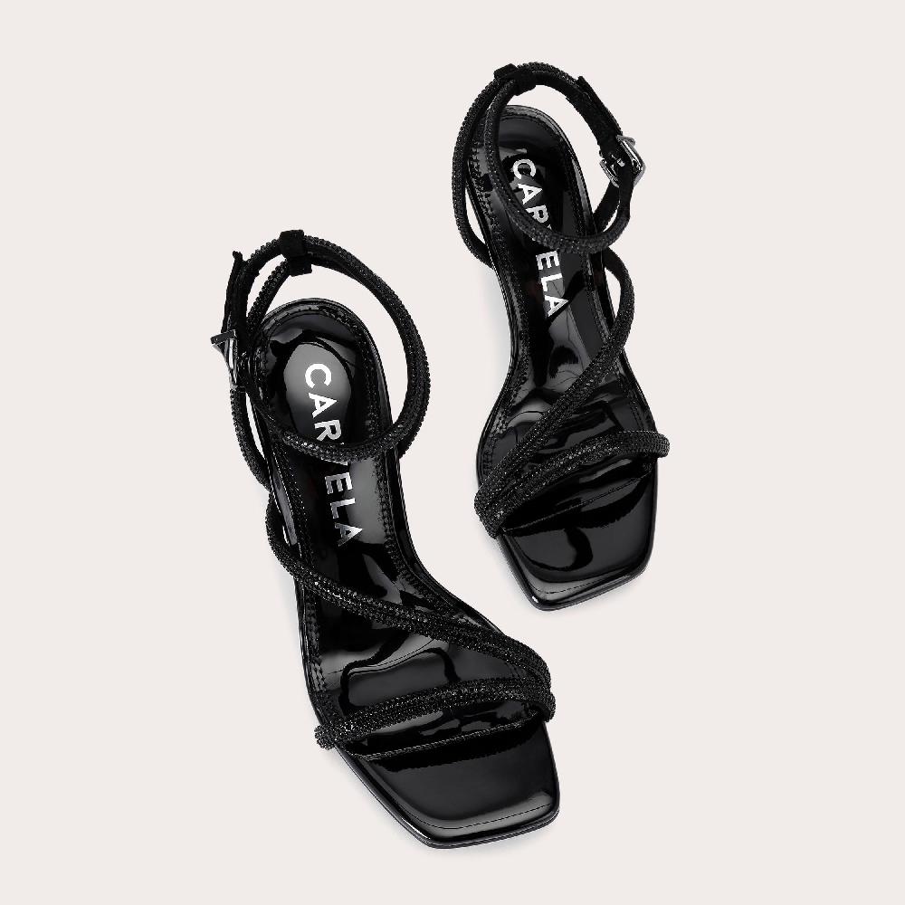 Carvela PAPARAZZI Black Metallic Strappy Heels By CARVELA
