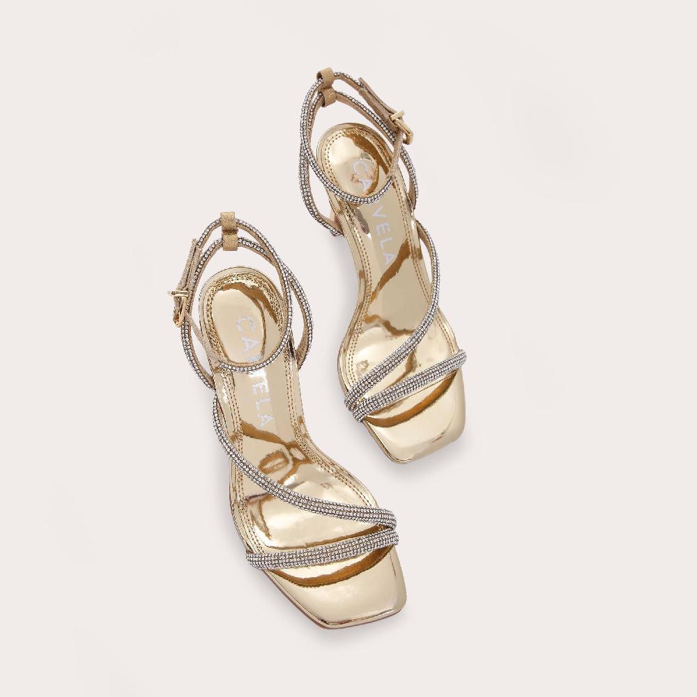 Carvela PAPARAZZI Gold Metallic Crystal High Heels By CARVELA