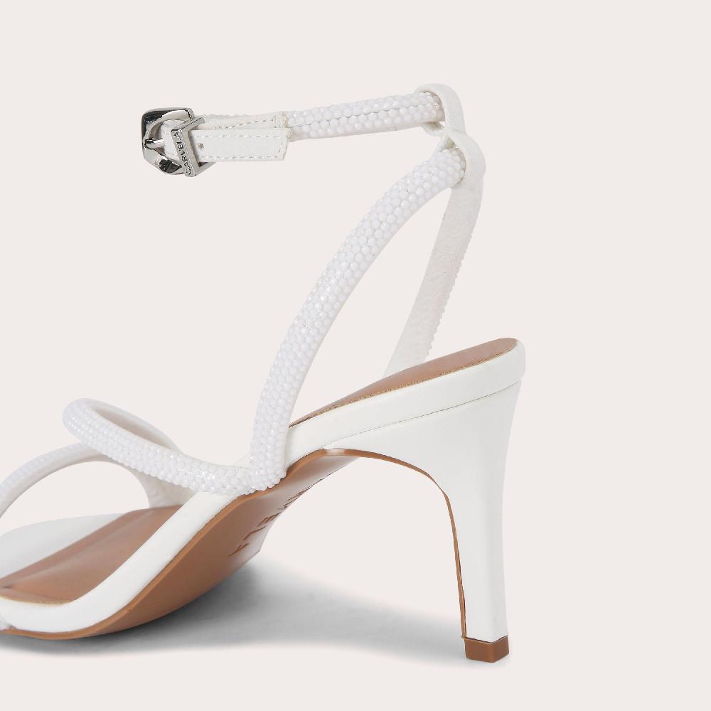 Carvela PAPARAZZI LOW White Embellished Low Strappy Heel By CARVELA