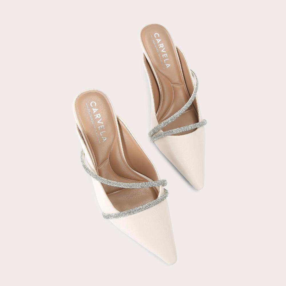 Carvela PAPARAZZI MULE COURT Bone Synthetic Court Heel By CARVELA