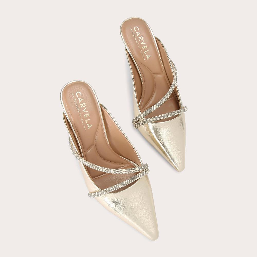 Carvela PAPARAZZI MULE COURT Metallic Gold Mule Heel By CARVELA