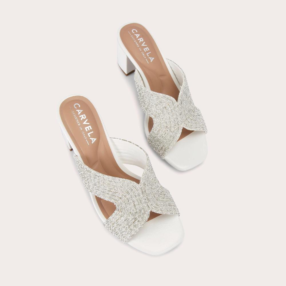 Carvela PAPARAZZI PEARL BLOCK LOW Pearl Crystal Heel By CARVELA