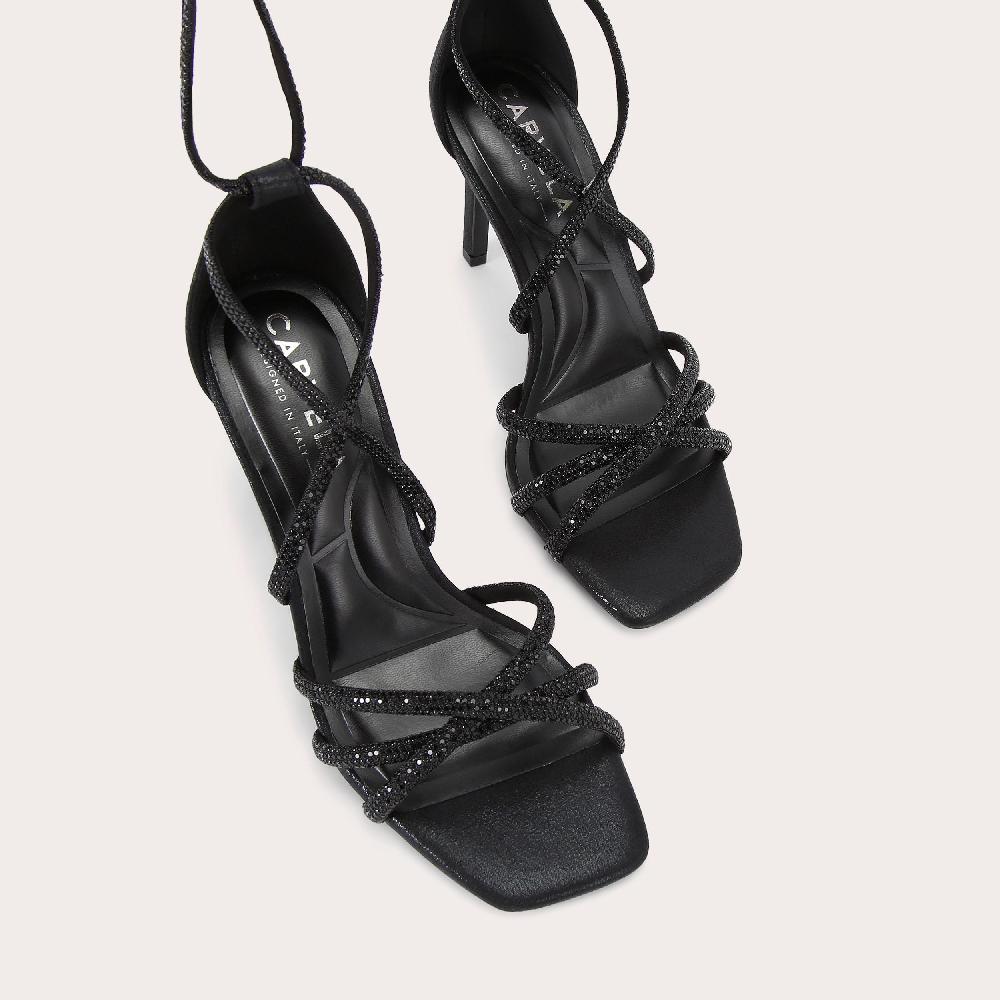 Carvela PAPARAZZI TIE Black Crystal Tie Ankle Heel By CARVELA