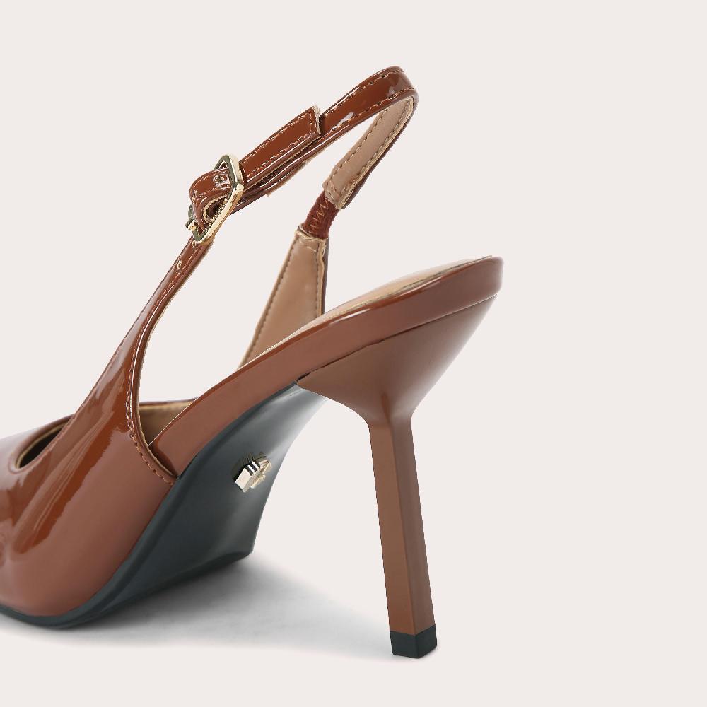 Carvela PASSION SLING COURT Brown Patent Slingback Heel By CARVELA