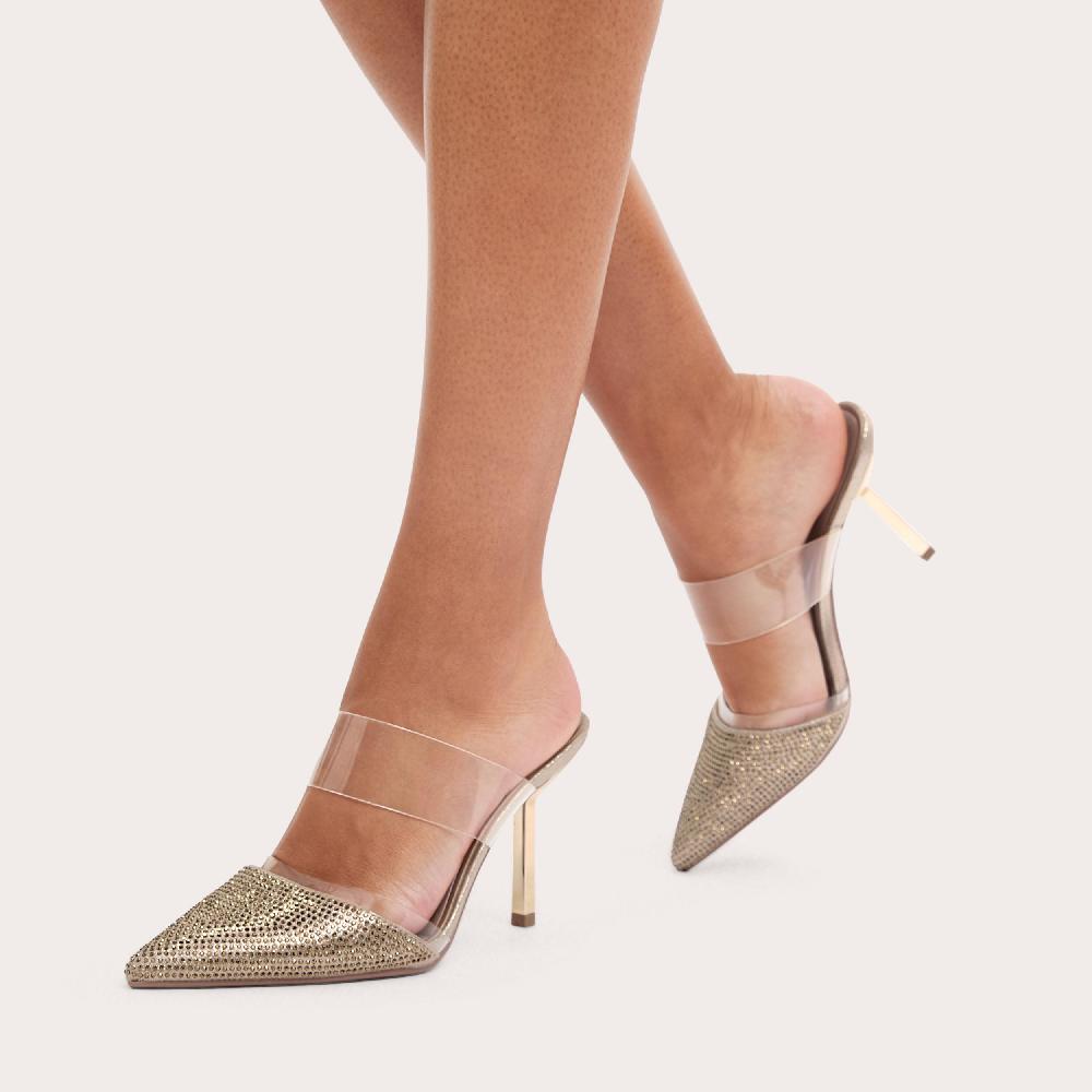 Carvela PASSION VINYL Gold Vinyl Mule Heel By CARVELA