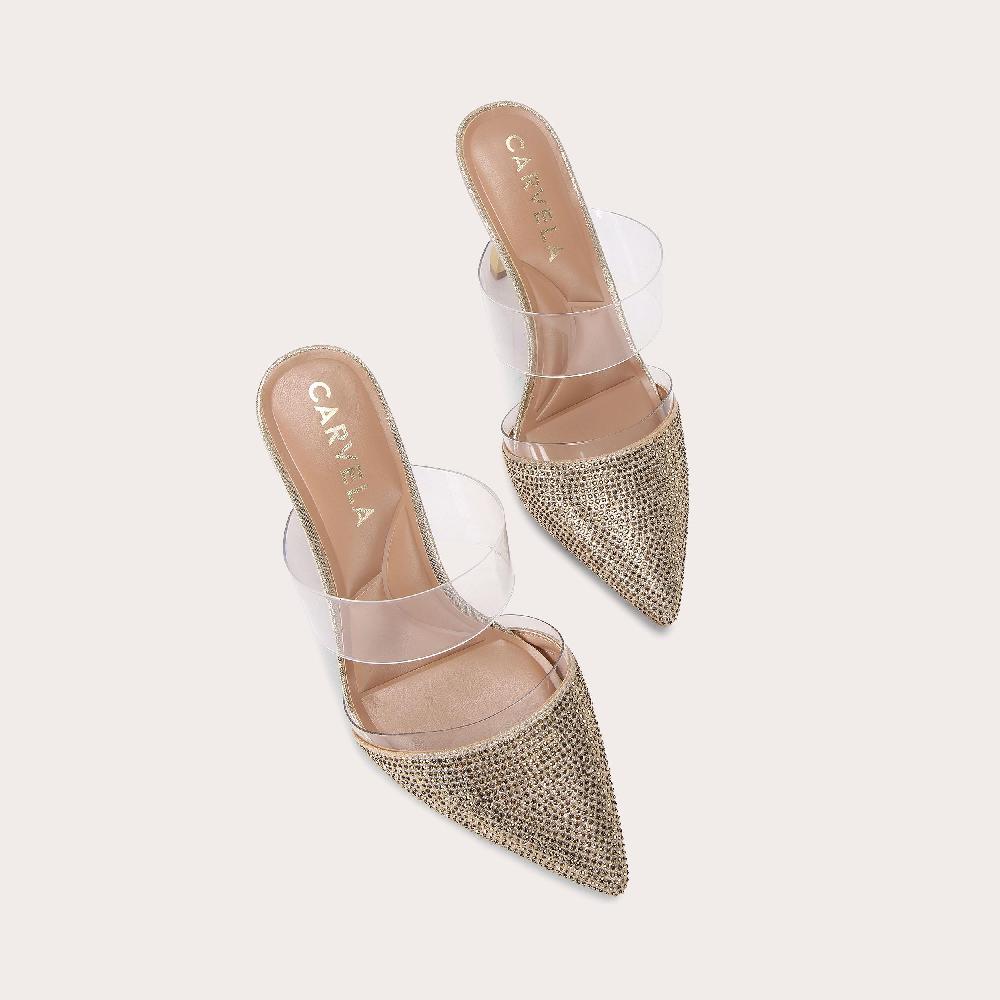 Carvela PASSION VINYL Gold Vinyl Mule Heel By CARVELA