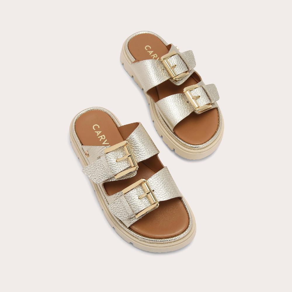 Carvela PAVILION Gold Metallic Leather Sandal By CARVELA COMFORT