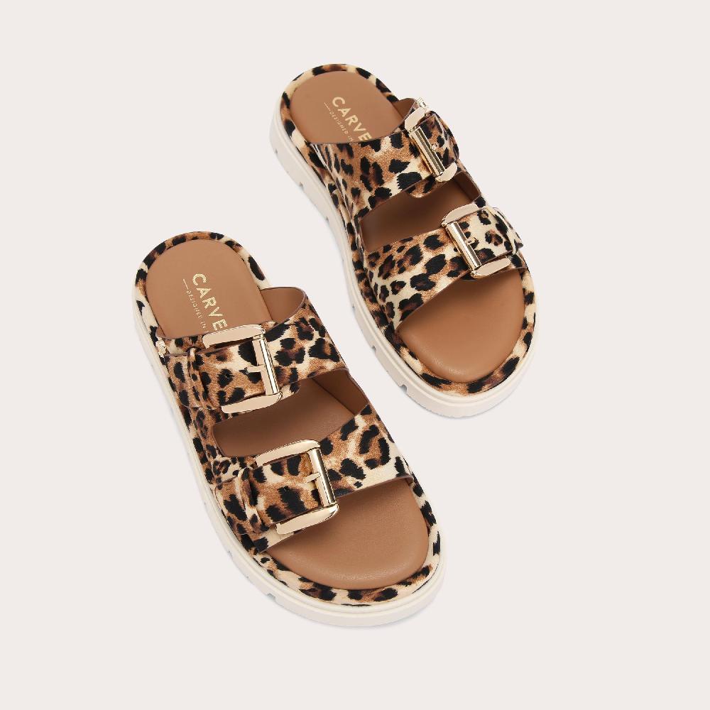 Carvela PAVILION Leopard Satin Sandal By CARVELA COMFORT