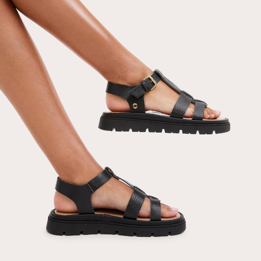 Carvela PAVILION T BAR Black Fisherman Sandal By CARVELA COMFORT
