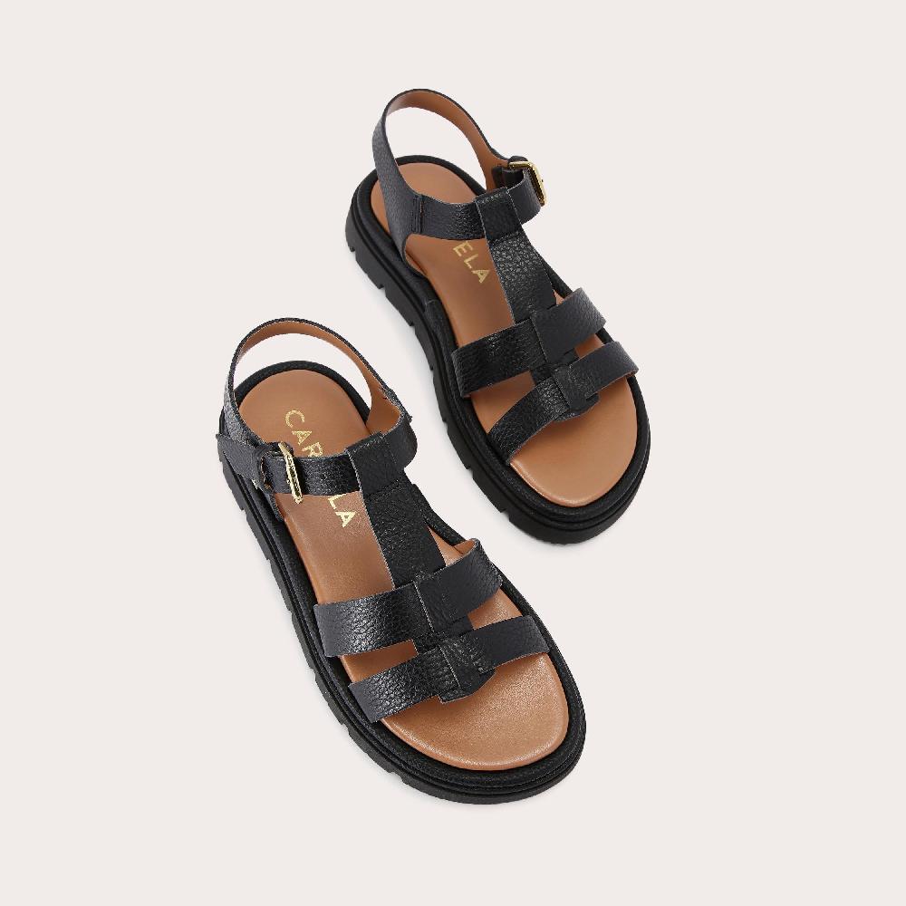 Carvela PAVILION T BAR Black Fisherman Sandal By CARVELA COMFORT