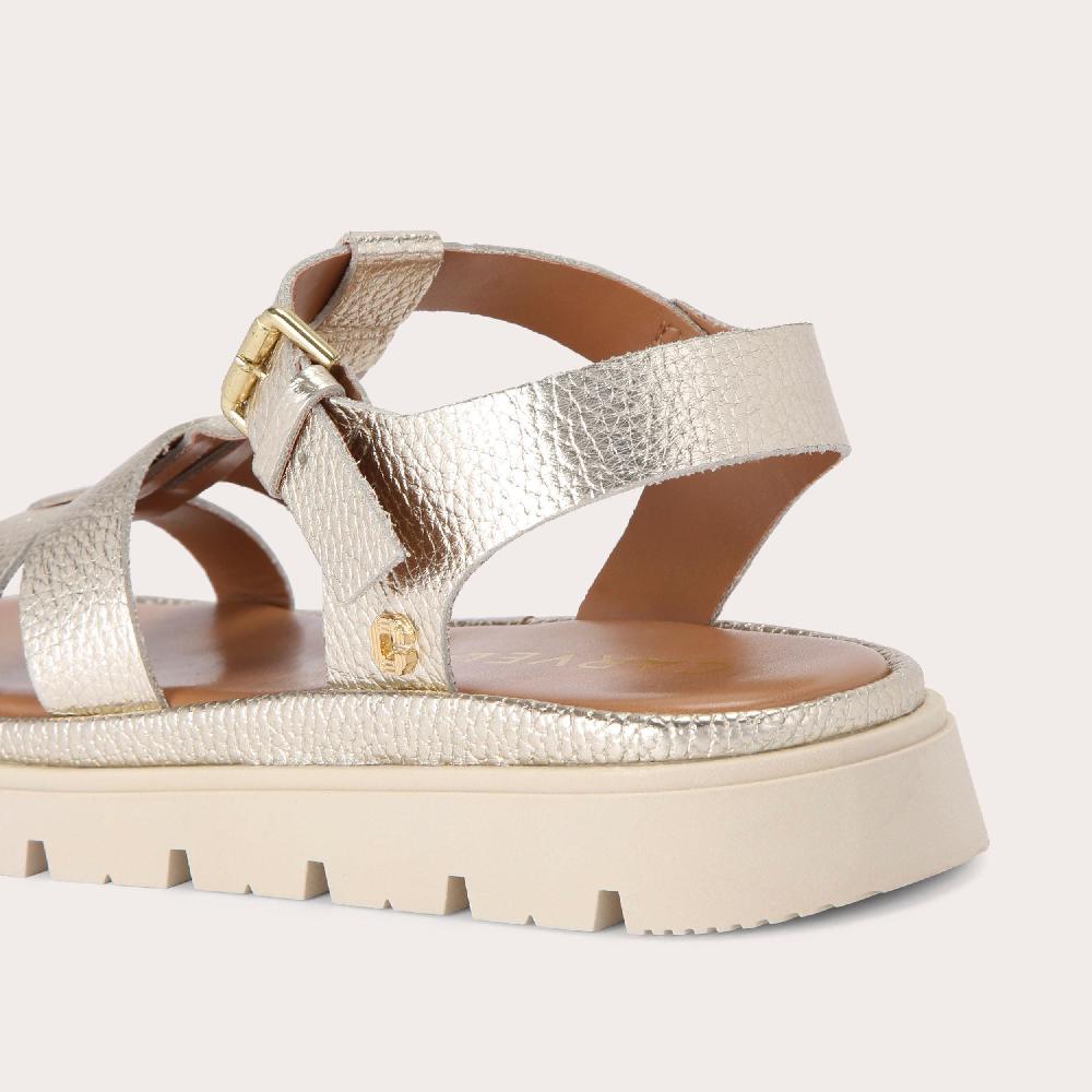 Carvela PAVILION T BAR Gold Leather Fisherman Sandal By CARVELA COMFORT