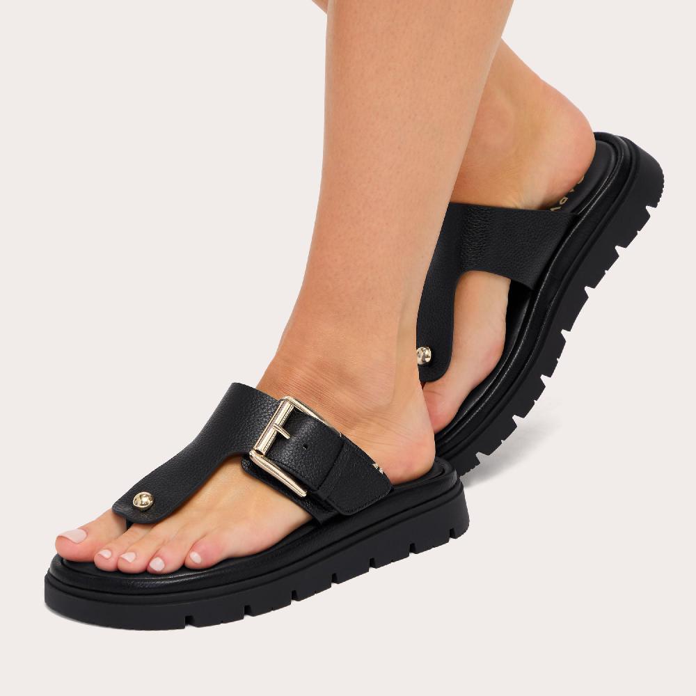 Carvela PAVILION T-BAR MULE Black Leather Sandal By CARVELA COMFORT