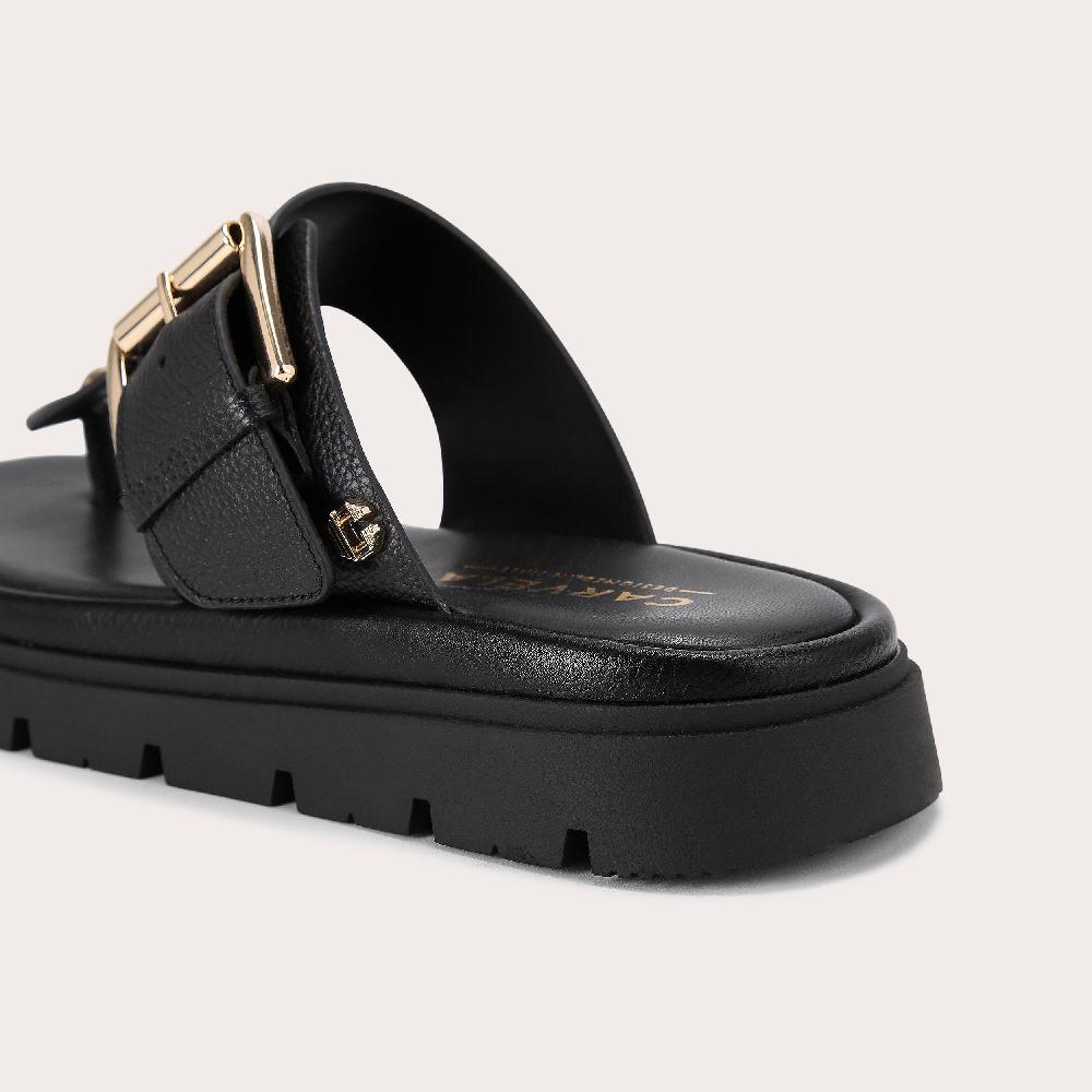 Carvela PAVILION T-BAR MULE Black Leather Sandal By CARVELA COMFORT