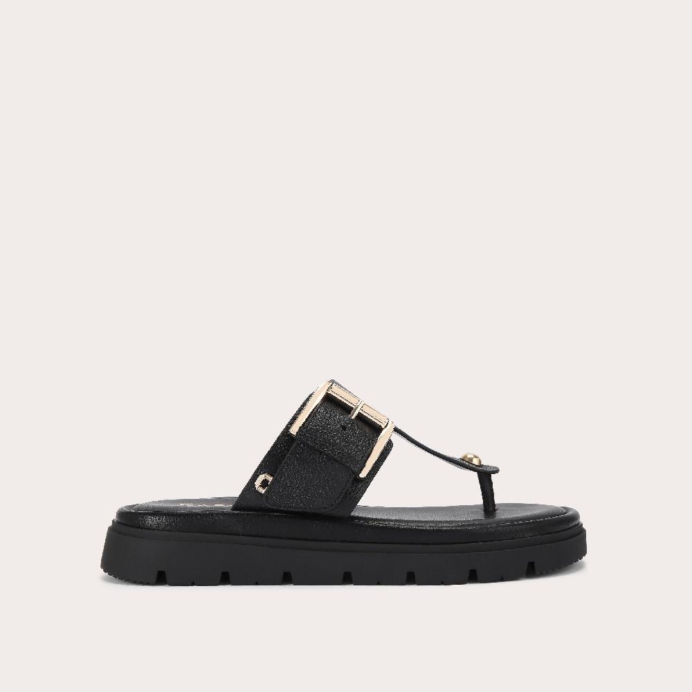 carvela PAVILION T-BAR MULE Black Leather Sandal by CARVELA COMFORT