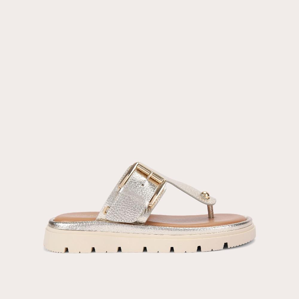 carvela PAVILION T-BAR MULE Gold Leather T-Bar Sandal by CARVELA COMFORT