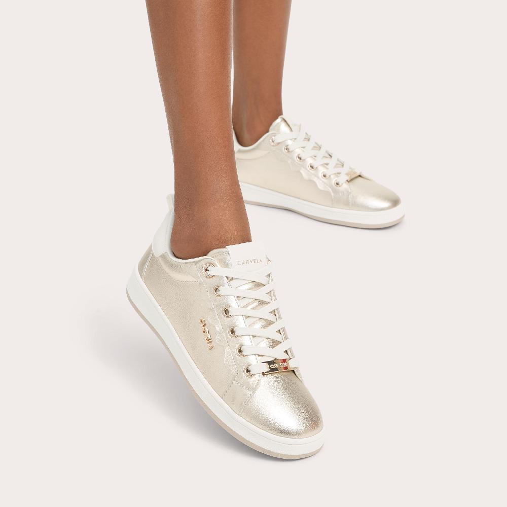 Carvela PEONIA SNEAKER Gold Metallic Lace Up Trainer By CARVELA