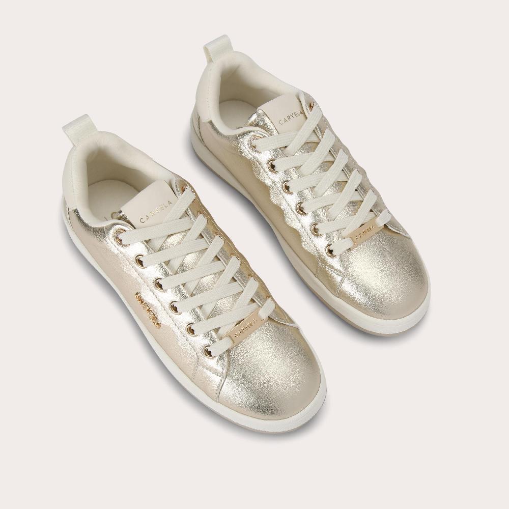 Carvela PEONIA SNEAKER Gold Metallic Lace Up Trainer By CARVELA