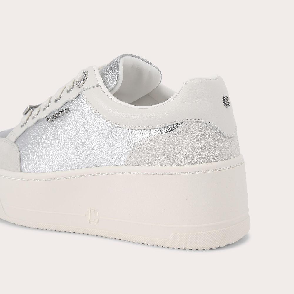 Carvela PERENNE SNEAKER Silver Leather Textured Trainer By CARVELA